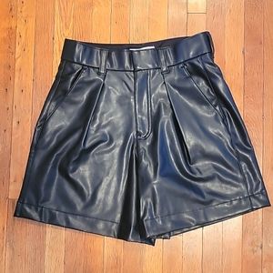 Abercrombie Black Vegan Leather Shorts, Size Small